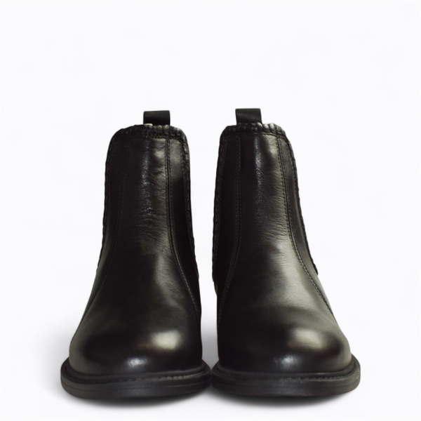 Galvina Women's Black Leather Ankle Boots
