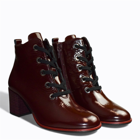 WOMEN'S BURGUNDY LEATHER ANKLE BOOTS BY BILKI
