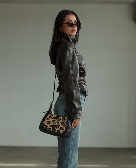 Camille Beige Spots - Leather Shoulder Bag