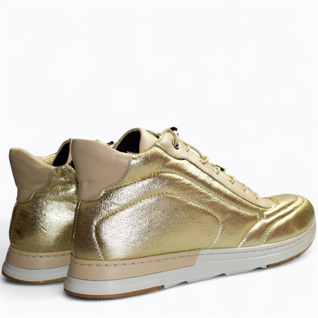 Melione Women's Leather Gold Sneakers