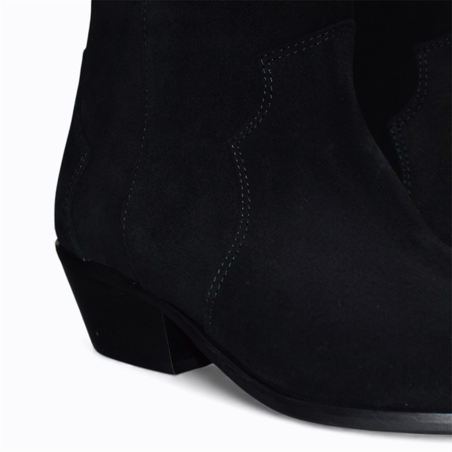 Skórzane czarne kowbojki damskie Emeldia