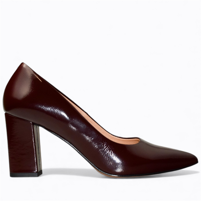 Skórzane bordowe czółenka damskie Lisandra