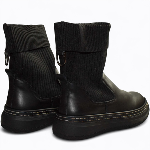 Yasiria Women's Black Leather Ankle Boots