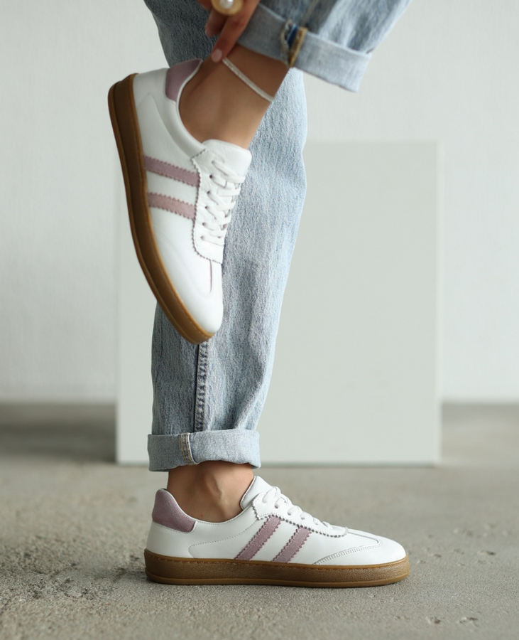 Skórzane białe sneakersy damskie Magline