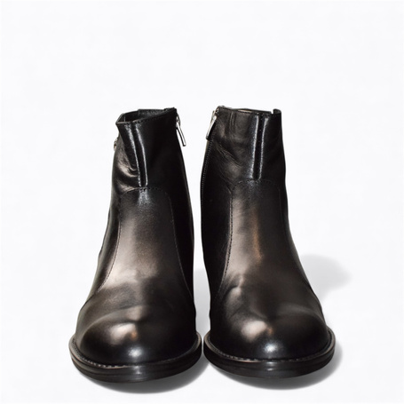 Finirra Women's Black Leather Ankle Boots
