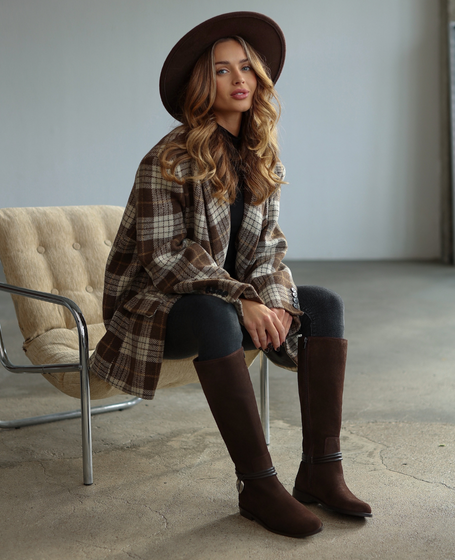 Nerovia Women's Leather Chocolate-Brown Knee-High Boots