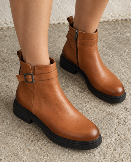 Kessina Women's Red Leather Ankle Boots