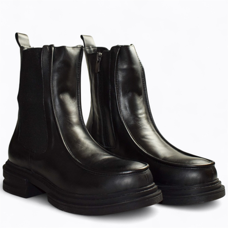 SKÓRZANE CZARNE BOTKI DAMSKIE MEGALIA