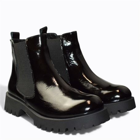 Ciralia Women's Black Leather Ankle Boots