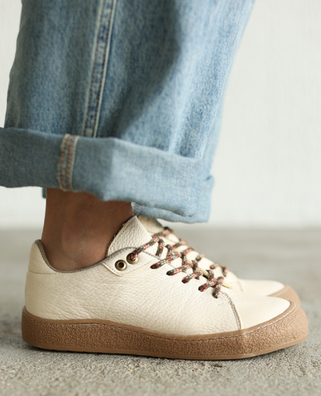 Mersina Beige Leather Women's Low-Top Shoes