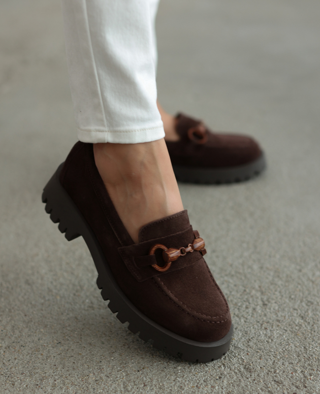 Viorica Women's Leather Chocolate-Brown Moccasins
