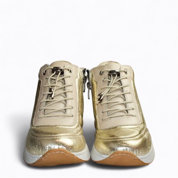 Melione Women's Leather Gold Sneakers