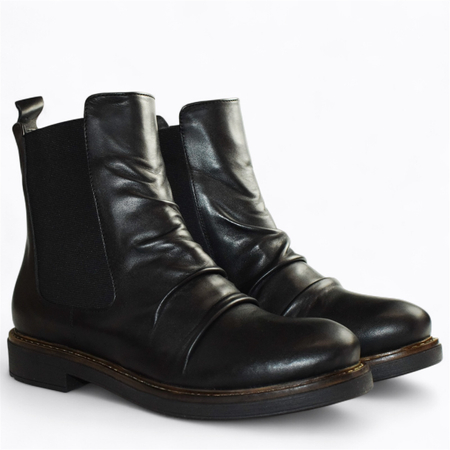 SKÓRZANE CZARNE BOTKI DAMSKIE LISAVIA