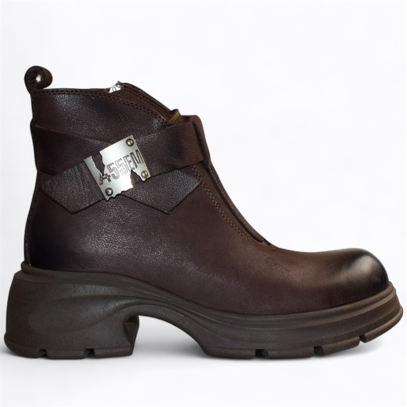 Skórzane brązowe botki damskie Polarya