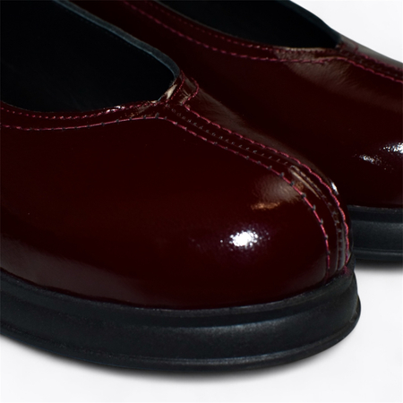 SKÓRZANE BORDOWE PÓŁBUTY DAMSKIE EMARINA