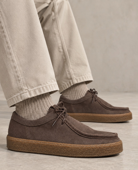 Solvrin Men's Gray Leather Low-Top Shoes