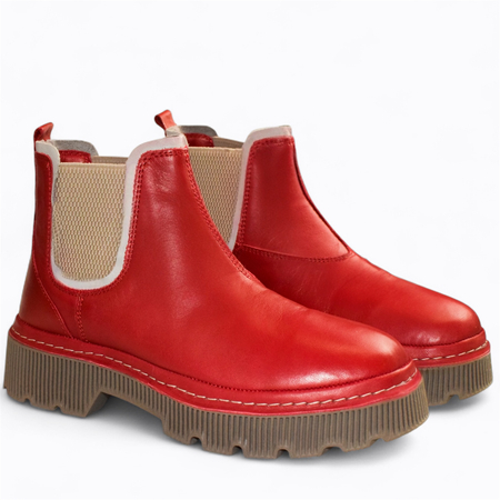 SKÓRZANE CZERWONE TRZEWIKI DAMSKIE SILVINA