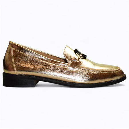 SKÓRZANE ZŁOTE PÓŁBUTY DAMSKIE SEGRINA