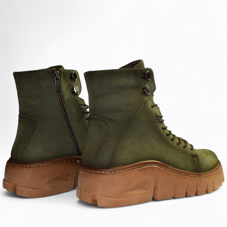 SKÓRZANE ZIELONE BOTKI DAMSKIE HADRINA