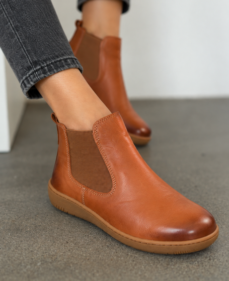 Avanise Women's Red Leather Barefoot Ankle Boots