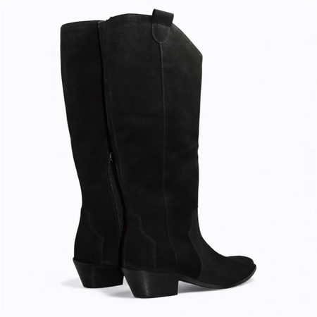 Skórzane czarne kowbojki damskie Emeldia