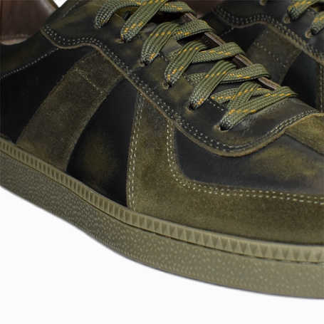 Elmerin Men's Green Leather Low-Cut Shoes