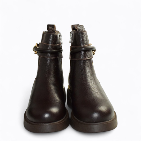 Heciria Women's Brown Leather Ankle Boots