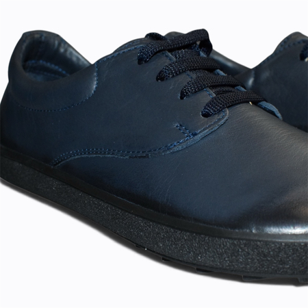 Skórzane granatowe półbuty damskie barefoot Serilda