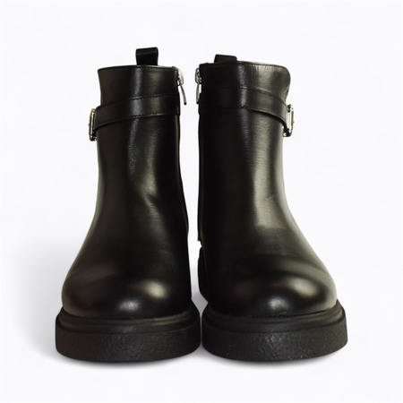 SKÓRZANE CZARNE BOTKI DAMSKIE KESSINA