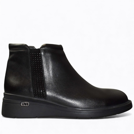 Sarvina Women's Black Leather Ankle Boots