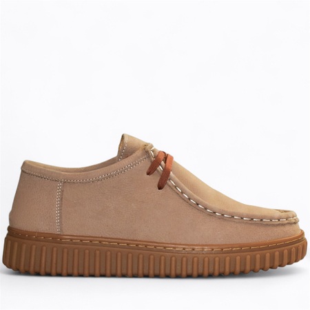 Skórzane beżowe półbuty damskie Viretia