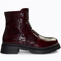 SKÓRZANE BORDOWE BOTKI DAMSKIE GALENNA