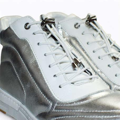 Melione Women's Leather Silver Sneakers
