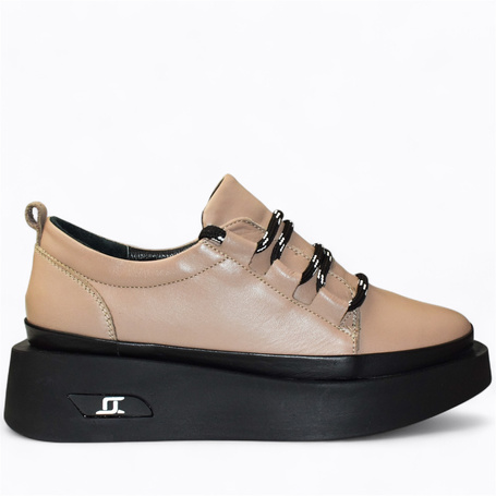 Lesmari Women's Gray Leather Low-Top Shoes