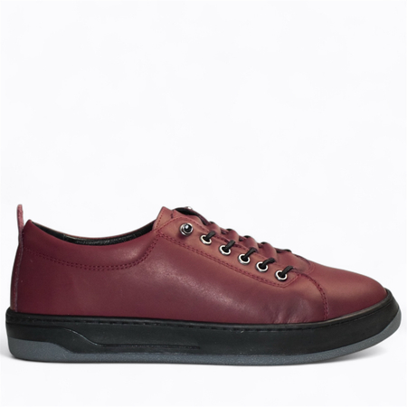Skórzane bordowe sneakersy damskie Arestia