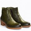 SKÓRZANE ZIELONE BOTKI DAMSKIE RILLENA