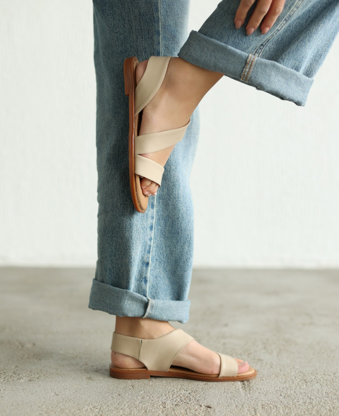 Milanna Beige Leather Women's Sandals