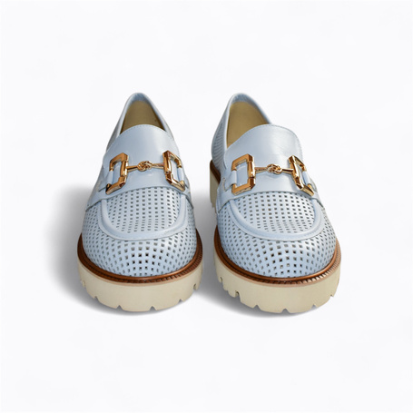 Camelia Women's Light Blue Leather Low-Top Shoes