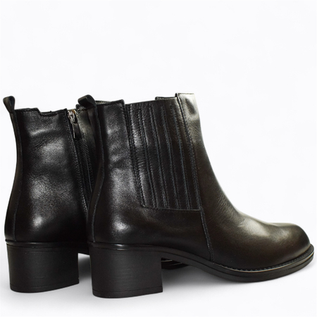 SKÓRZANE CZARNE BOTKI DAMSKIE NORAVIA