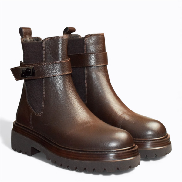 Miranil Women's Brown Leather Ankle Boots