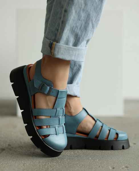 Bisopia Women's Leather Denim Sandals