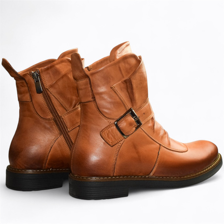 Safrida Women's Red Leather Ankle Boots