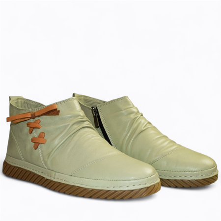 Skórzane zielone trzewiki damskie Kaviani