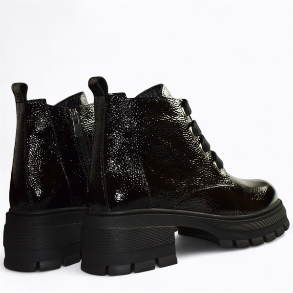Jesmira Women's Black Leather Ankle Boots