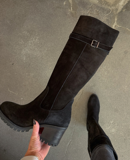 Bettina Women's Black Leather Knee-High Boots