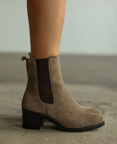 Tiselli Women's Cappuccino Leather Ankle Boots