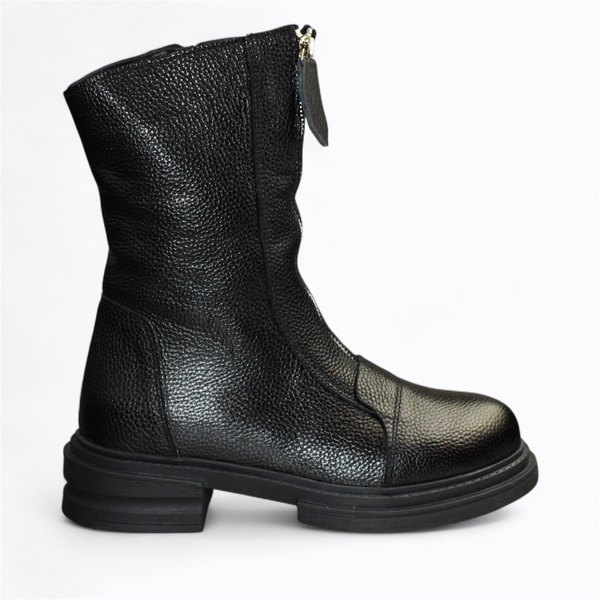 Barelia Women's Black Leather Ankle Boots