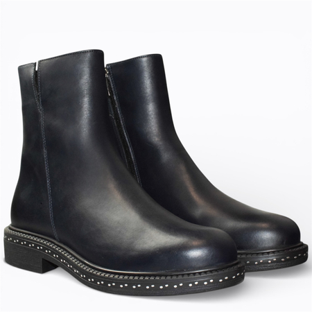 SKÓRZANE GRANATOWE BOTKI DAMSKIE MARITHA