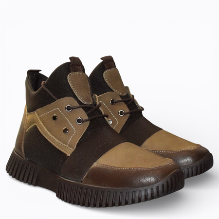 Skórzane khaki trzewiki damskie Iselora