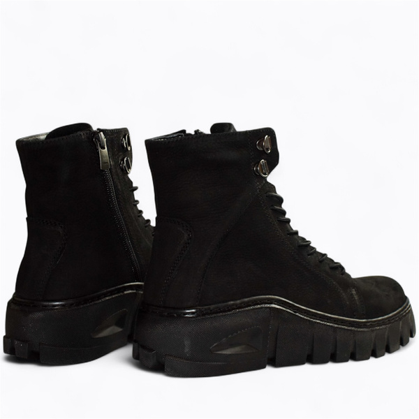 Hadrina Women's Black Leather Ankle Boots